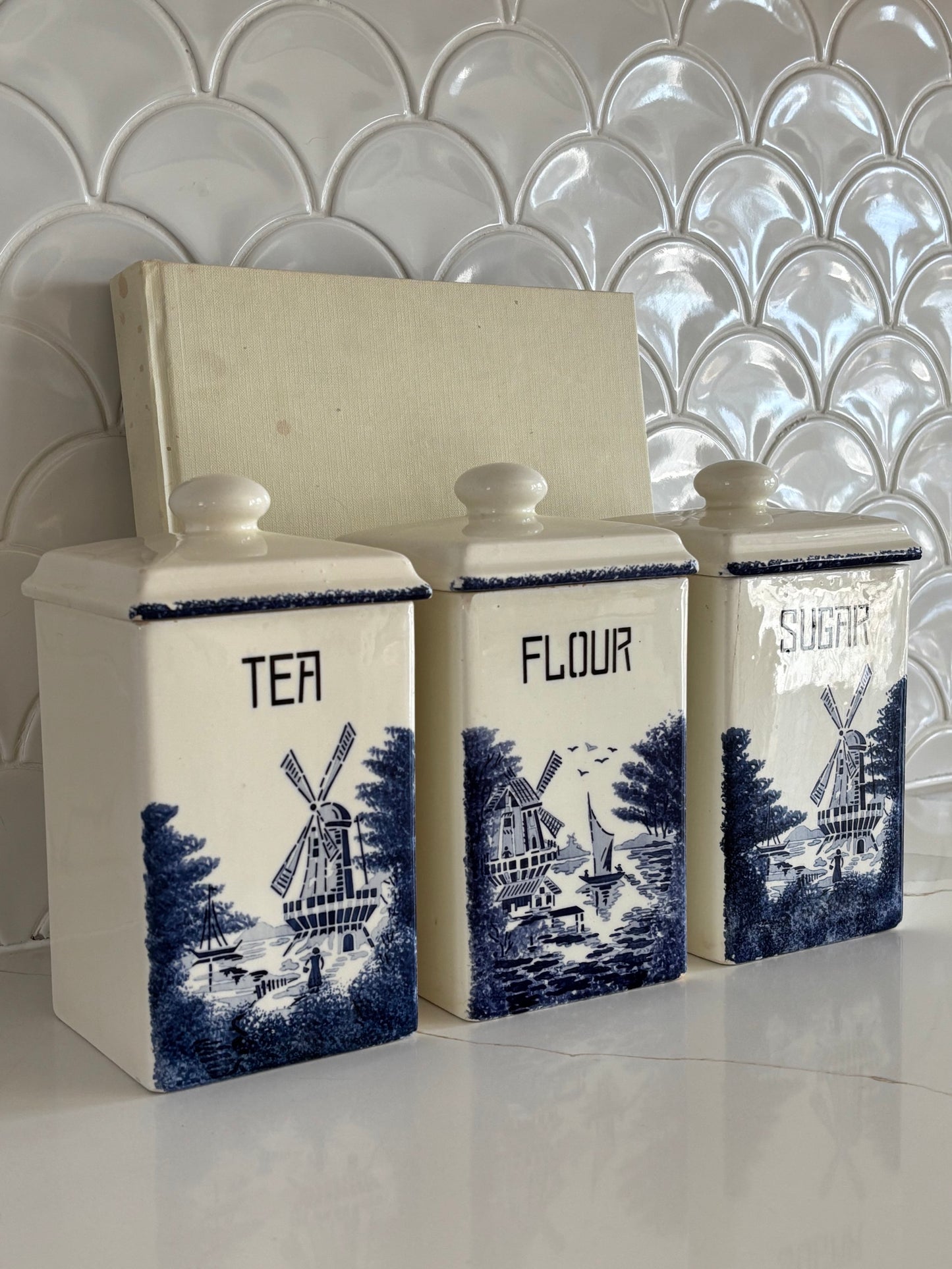 Rare Antique German Staffel Ironstone Cannister Trio image 1