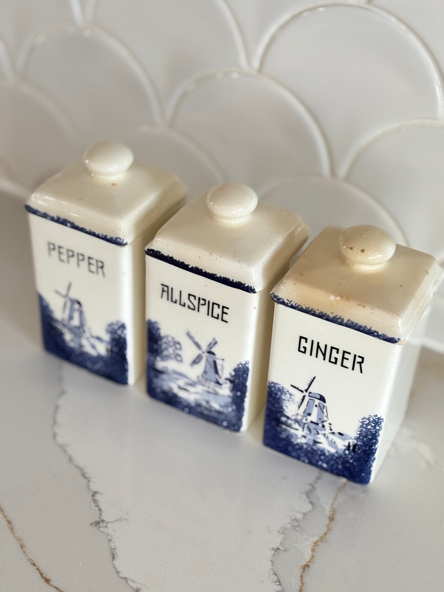 Rare Antique German Staffel Ironstone Spice Trio image 3