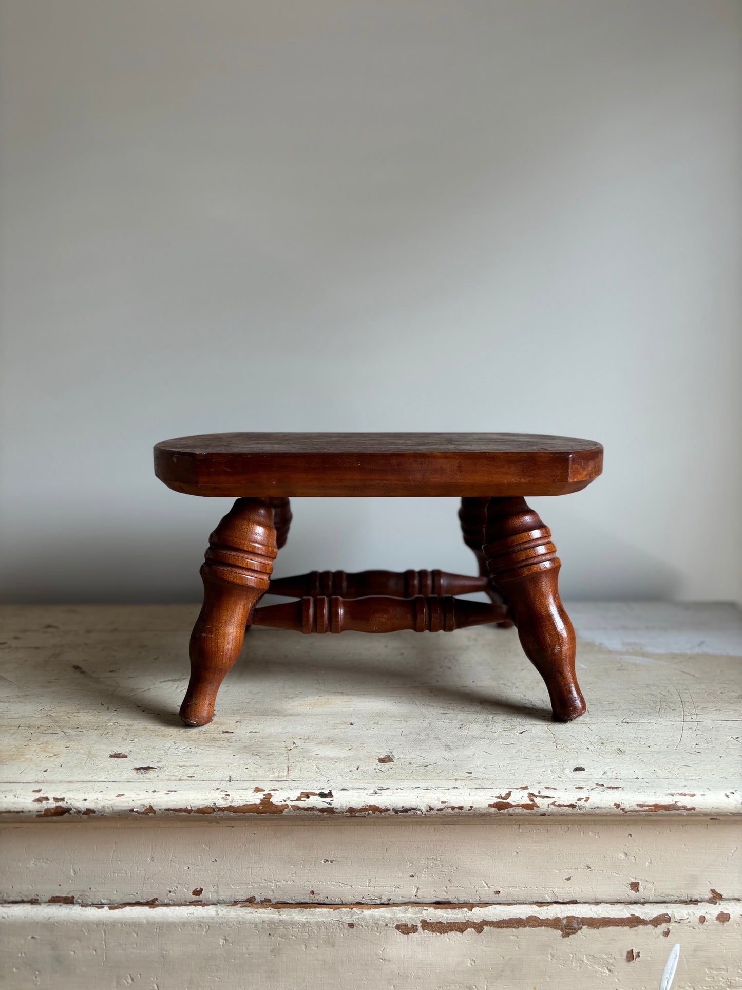Antique Solid Wood Footstool image 1