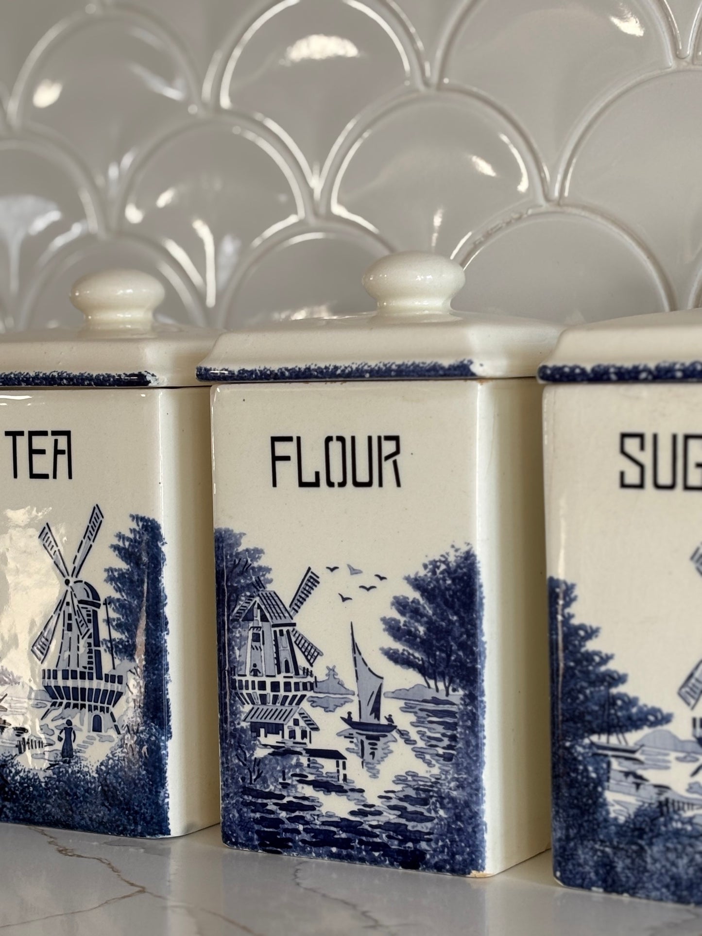 Rare Antique German Staffel Ironstone Cannister Trio image 5
