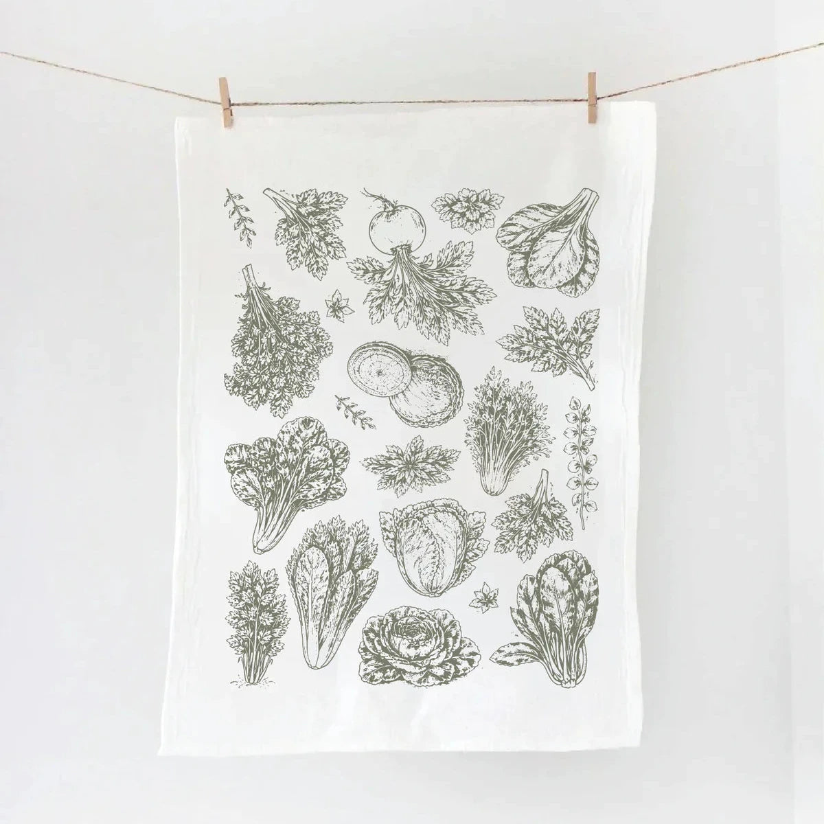 Highland Ridge Garden Greens Cabbage Tea Towel
