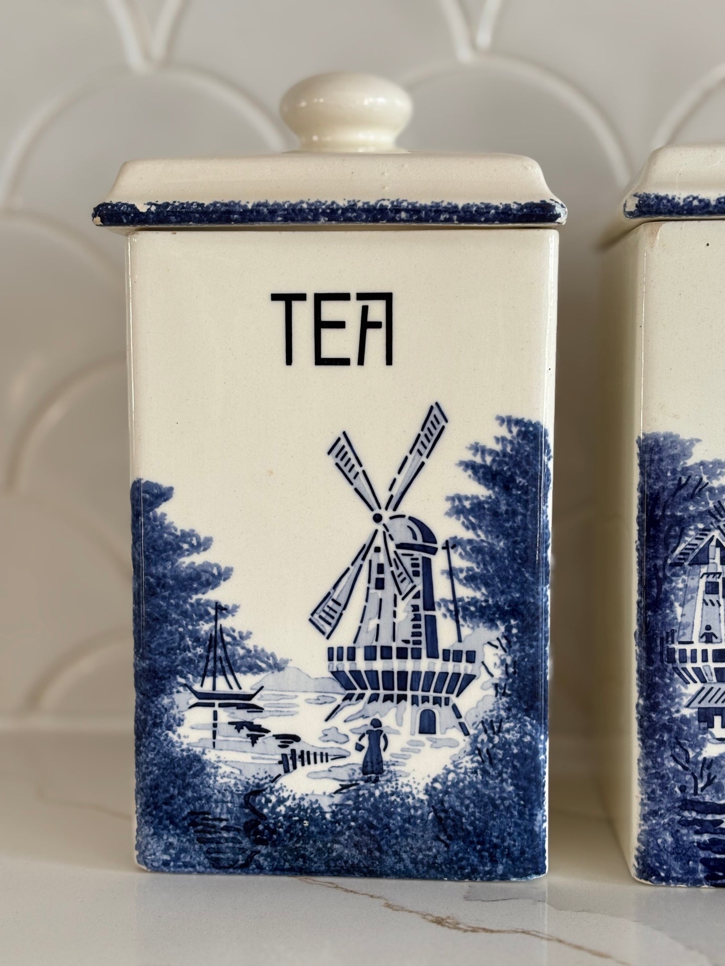 Rare Antique German Staffel Ironstone Cannister Trio image 2