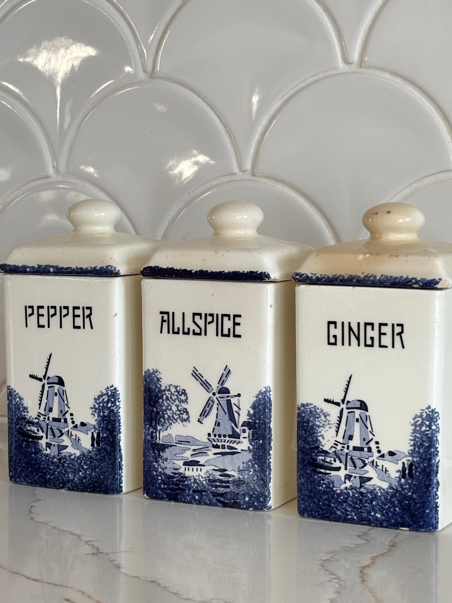 Rare Antique German Staffel Ironstone Spice Trio image 1