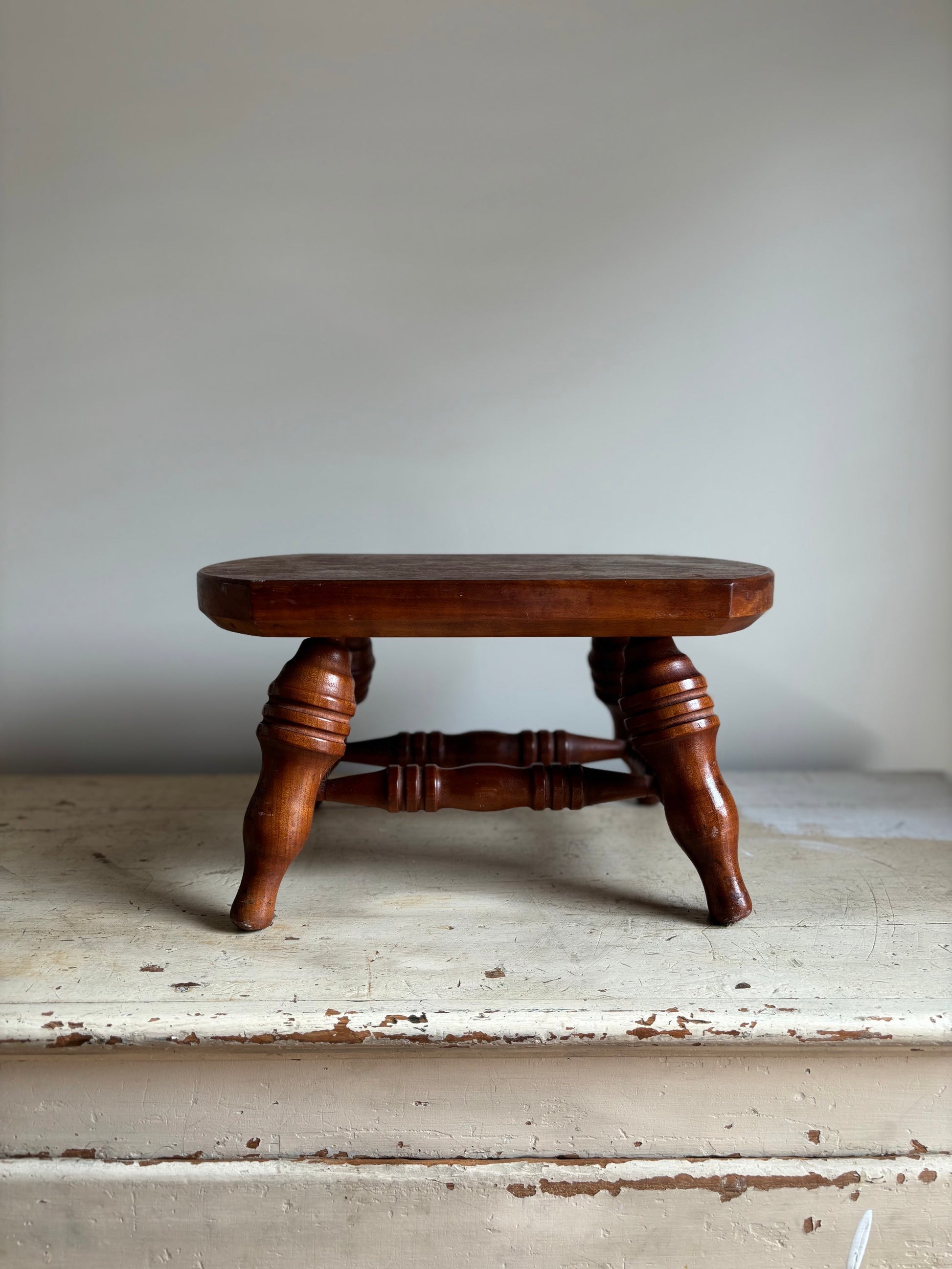 Antique Solid Wood Footstool image 1