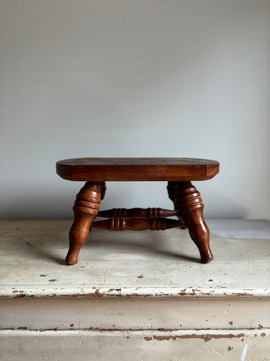 Antique Solid Wood Footstool image 1