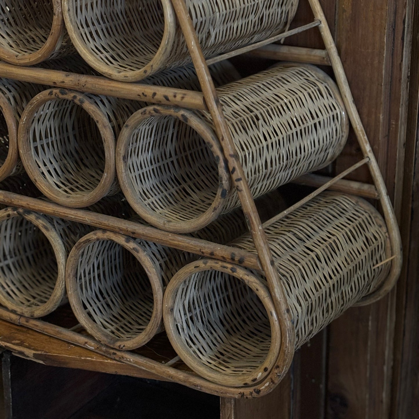 Vintage Rattan 12-Bottle Wine Rack
