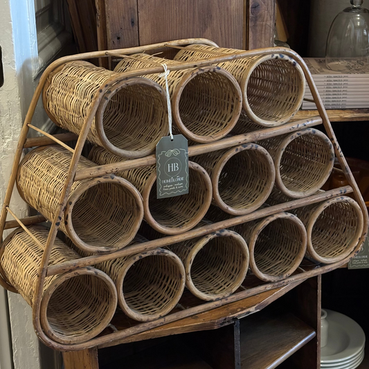 Vintage Rattan 12-Bottle Wine Rack